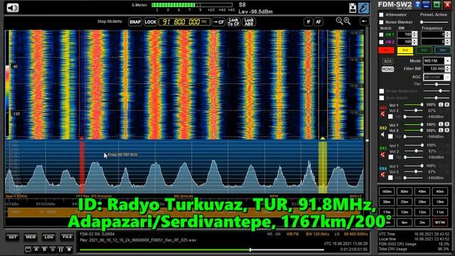 16.06.2021 13:05UTC, [Es], Radyo Turkuvaz, Турция, 91.8МГц, 1767км