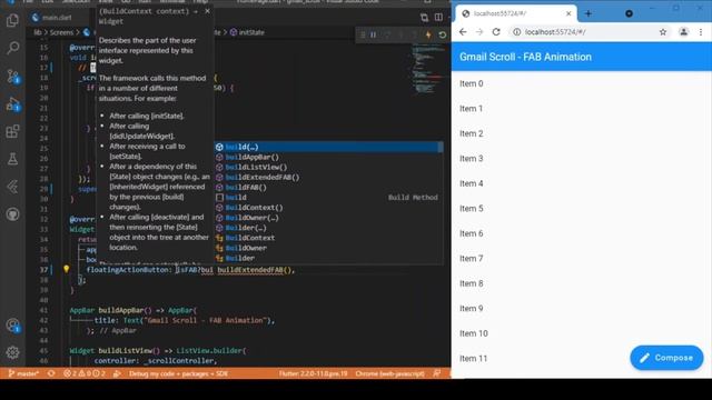 Gmail like Floating Action Button Animation based on scroll in Flutter -Extended FAB - FAB Animatio