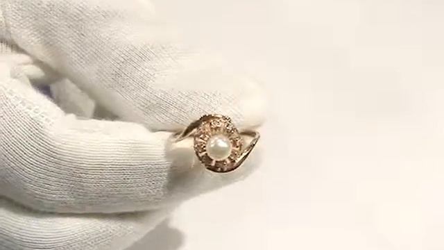 Золотое кольцо 585 пробы с жемчугом, 2200000059369 смотреть онлайн