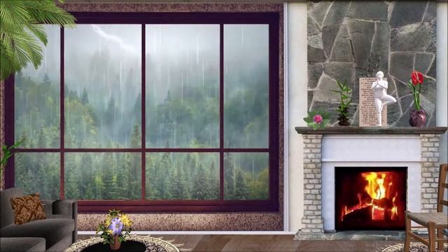 Уютная атмосфера с дождем и камином для покоя и расслабления ? Rain and fireplace ambiance to relax смотреть онлайн
