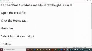 Solved: Wrap text does not adjust row height in Excel