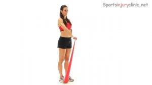 Плечевой сустав: Начальный этап реабилитации - 8. Сгибание плеча с эластичной лентой стоя