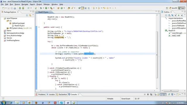 32.How to parse a CSV file in java