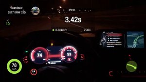 Разгон BMW F30 320i 0-100 (stage 2)
