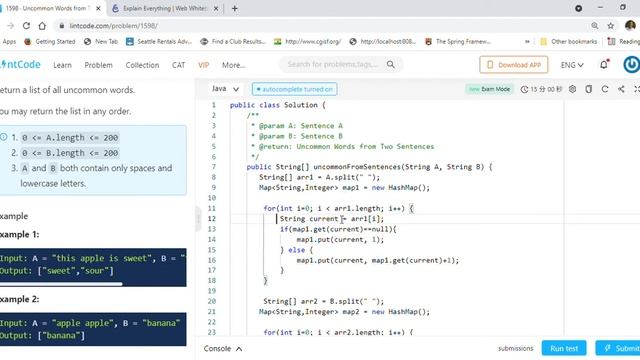 Leetcode 884 Uncommon Words from Two Sentences - 93 Percent Faster Java Solution смотреть онлайн