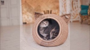 Удивительные вязаные домики лежанки для кота крючком - идеи для вязания и вдохновения
