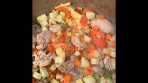 Узбекский лагман с курицей на костре