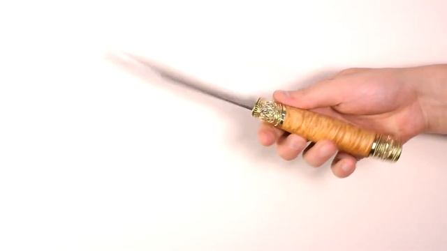 Нож из дамаска ТАЁЖНИК с рукоятью из карельской березы смотреть онлайн