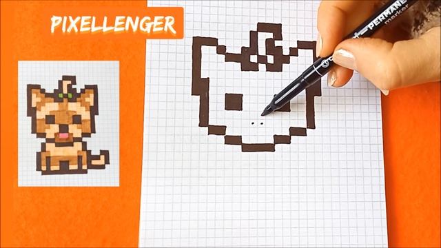 Как нарисовать Собачку Щенка по клеточкам Простые рисунки How to Draw Dog Puppy Simple Pixel Art