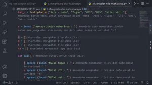 Membuat program menghitung nilai mahasiswa,menentukan kelulusan,akar kuadrat,luas bangun datar dll