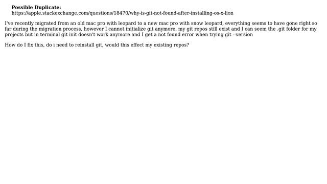 Apple: Git missing after OSX migration смотреть онлайн