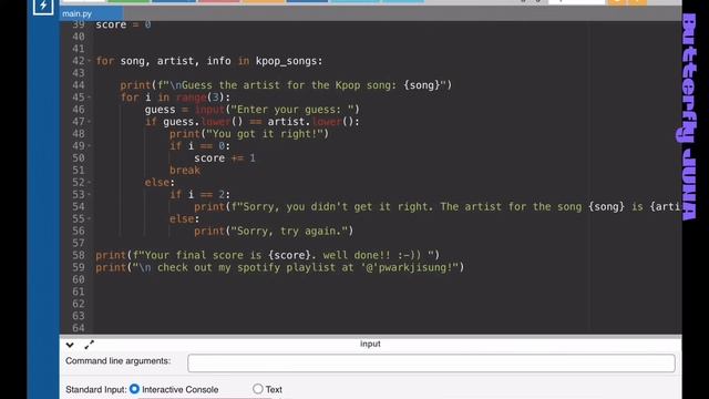 Music python quiz game code