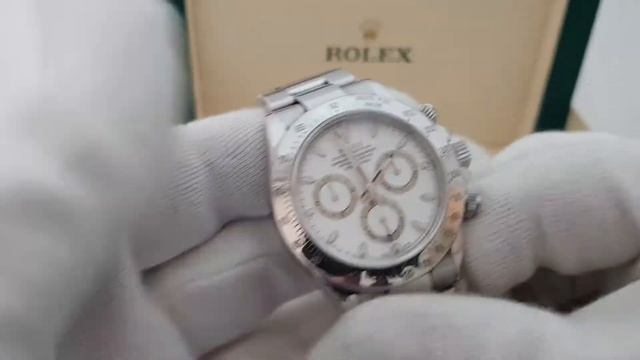 Обзор оригинальных часов Rolex Cosmograph Daytona White Dial Stainless Steel 116520WSO смотреть онлайн