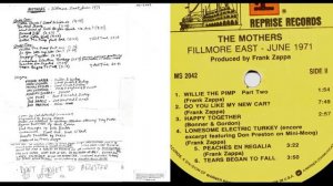 Frank Zappa 1971 live Filmore East ( version Lp)