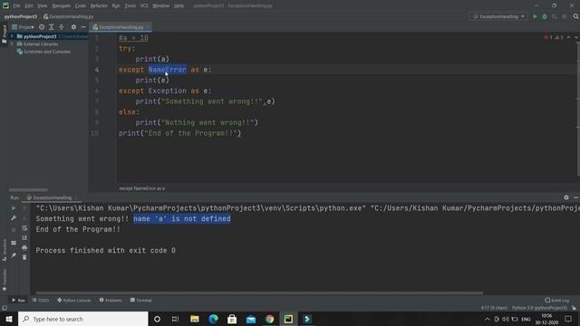 Exception Handling In Python |  Python Tutorial for Beginners