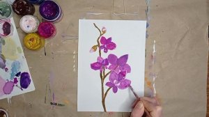 Рисую орхидею | Сюжет для открытки на 8 марта