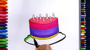 Торт на день рождения - Как рисовать и цвет