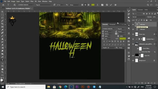 Halloween Night Party Poster Design in | Photoshop 2021 Tutorial | смотреть онлайн