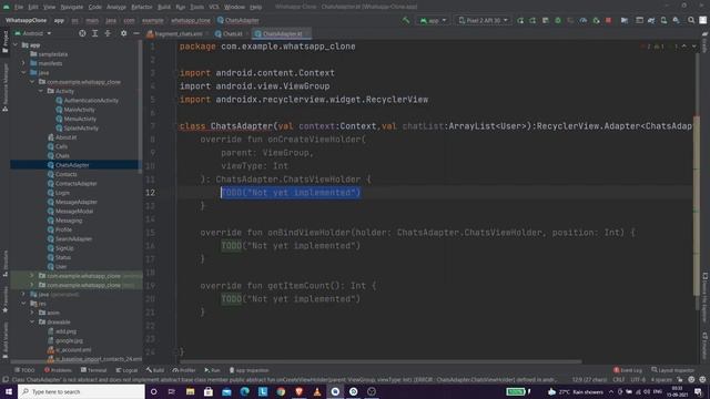 Build WhatsApp Chat App Kotlin Android Studio Part 14 Chat Fragment