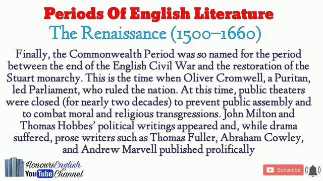 || History of English Literature: All English Literary Period in Short Details || Honours English |