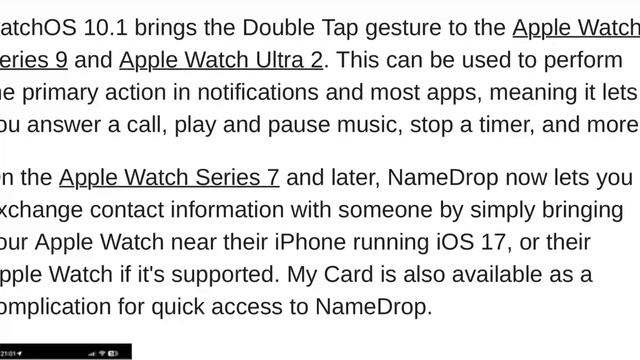 iOS 17.1 and iPadOS 17.1 with AirDrop over the internet, watchOS 10.1 with Double Tap now out ||