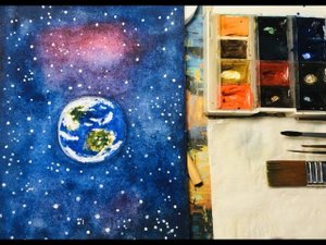 Рисуем космос #акварелью. #как_рисовать_акварелью #уроки_рисования