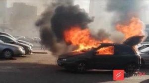 ЧП Беларусь 11 апреля 2019: На проспекте Машерова в Минске сгорел Fiat