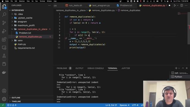 Python Program to Remove Duplicates In Place in a Sorted Array