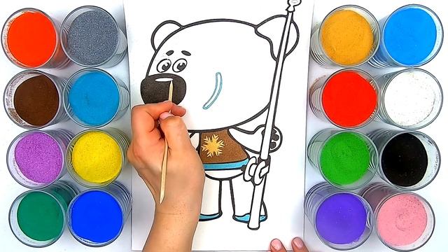 Раскраска для детей МИ-МИ-МИШКИ. Рисование песком. смотреть онлайн