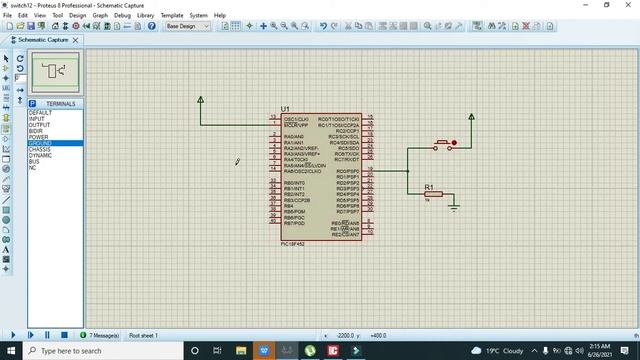 push button with pic 18f452 microcontroller in proteus using micro c | push switch with pic смотреть онлайн
