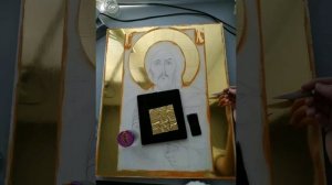 Процесс создания иконы Иисуса Христа.