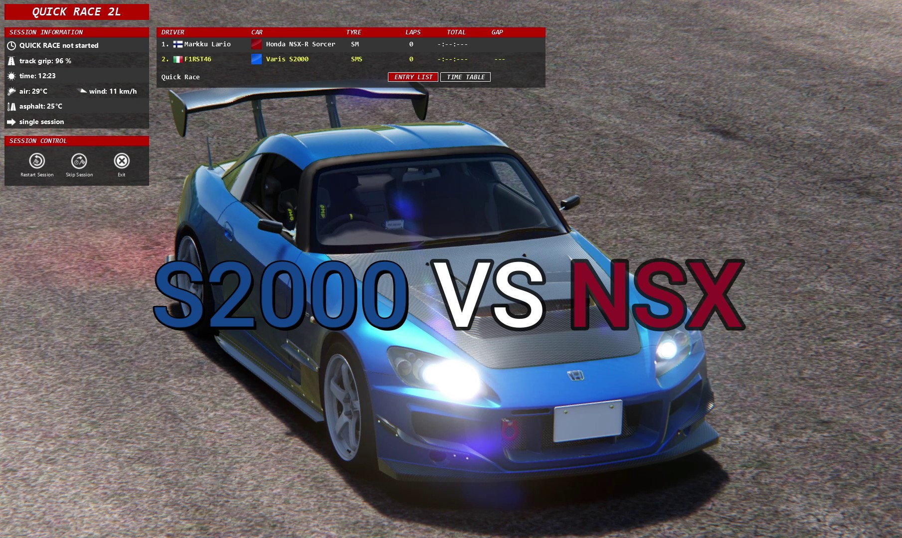 ЖАРКАЯ ЗАРУБА/HONDA S2000 VS NSX / ASSETTO CORSA /