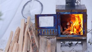 Зимний поход в лес с печкой и палаткой. Сильный ветер и снег!