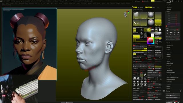 zbrush realtime 15min speed sculpting3dconnexionspacemousewacomcintiq24cam view