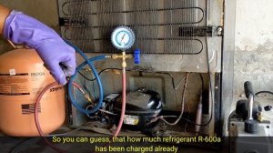 R-600a gas charging || Inverter Refrigerator gas charging