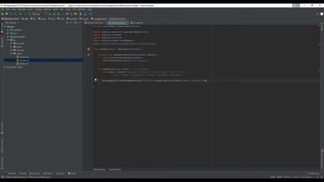 Create a Spinner by Kotlin / Android Studio (English Language)