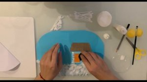 Аппликация из ватных палочек "Зимняя картинка"