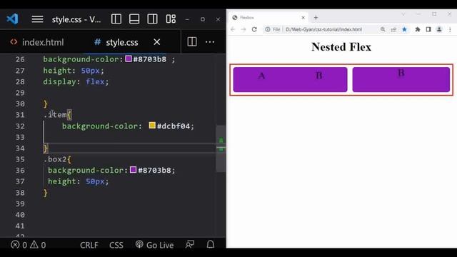 CSS Flexbox - Nested Flex Tutorial in Hindi.