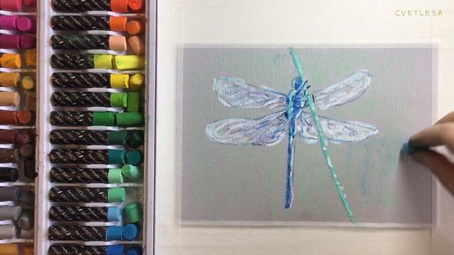 ?Рисую стрекозу масляной пастелью Малевич?Размываю разбавителем для масляных красок?Oil pastel смотреть онлайн