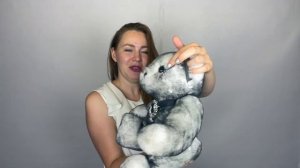 Мишка тедди авторская игрушка из натурального меха Умка серый с подарочной коробкой