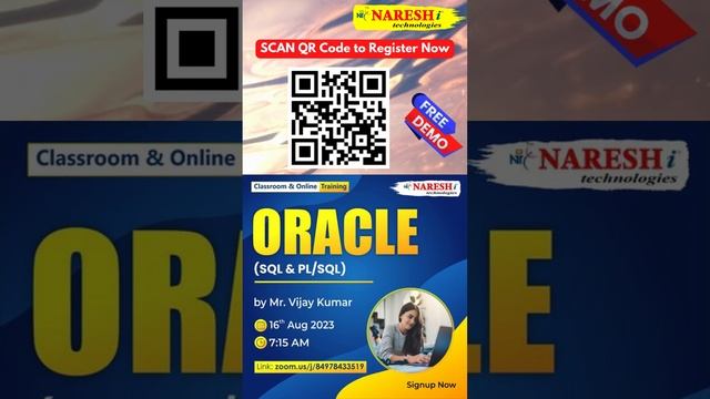 Oracle Classroom and Online Training.| NareshIT. #oracle #sql  #software #recruitment #education