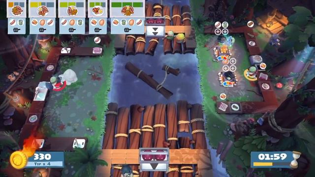 2-4 - Overcooked 2 DLC : Campfire Cook Off - 4 Player Gameplay No Commentary