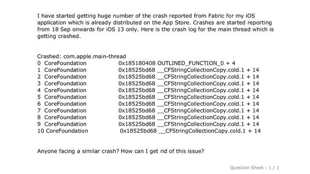 iOS : iOS 13 - Crashed: com.apple.main-thread EXC_BREAKPOINT (CoreFoundation) смотреть онлайн