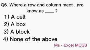 Ms- Excel MCQS Part 1