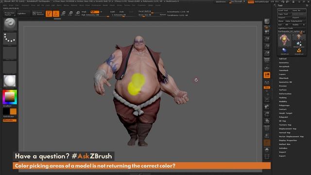 #AskZBrush: “Color picking areas of a model is not returning the correct color?”