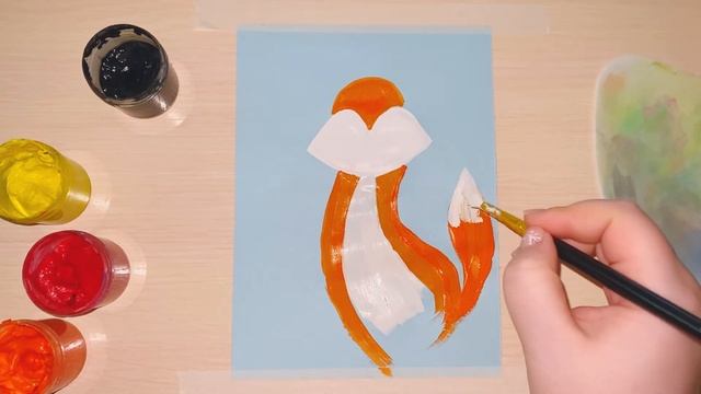 Как нарисовать лису гуашью. Урок рисования для детей красками