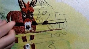 Поэтапная вышивка Ослика и двух Гусей / ДЕРЕВЕНСКИЙ СЮЖЕТ / Новый процесс вышивки животных.