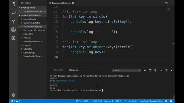 Enumerating properties of an Object in JavaScript - Part - 9