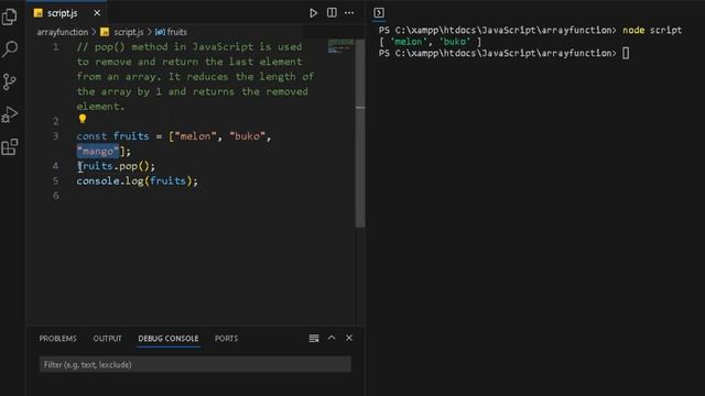 JavaScript Array Function - Tagalog - POP Method