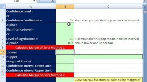 Excel Statistics 80: Confidence Interval Sigma Known